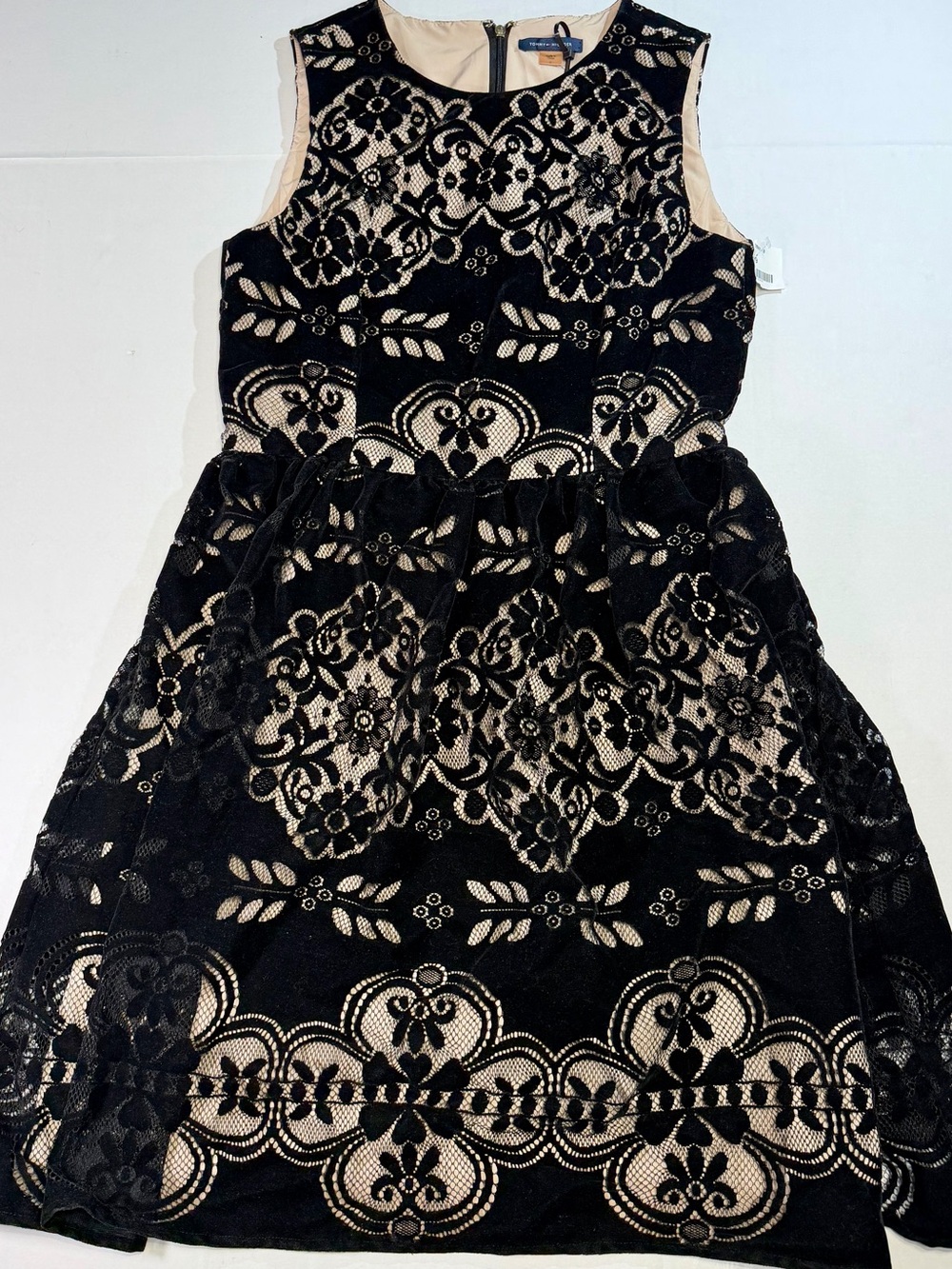 Tommy Hilfiger Black Lace Overlay Dress with Nude Underlay - Picture 4 of 15